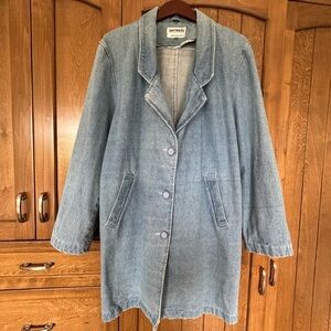 Vintage Oversized Denim Trench Blazer Jacket
